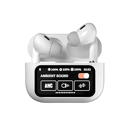 Airpods Pro 2+ (2nd Generation), ANC/ENC with LED Touch Screen Display Bluetooth, Splash Proof